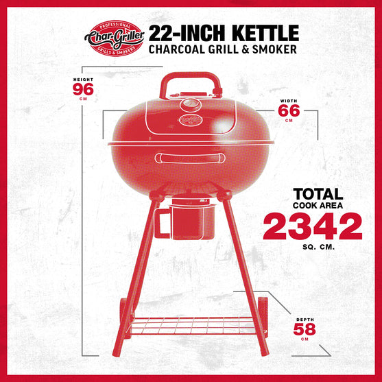 Parrilla de carbón y ahumador Kettle de 57 cm Spec Image