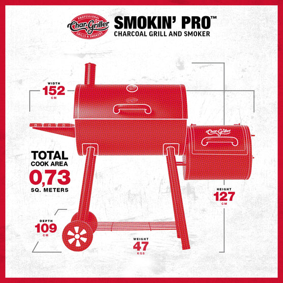 Smokin' Pro™ Barrel Grill et fumoir décalé Spec Image