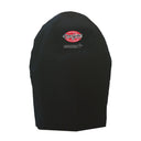 A black AKORN grill cover with a AKORN name and logo done in white outline with a and red and white Char-Griller logo above it.